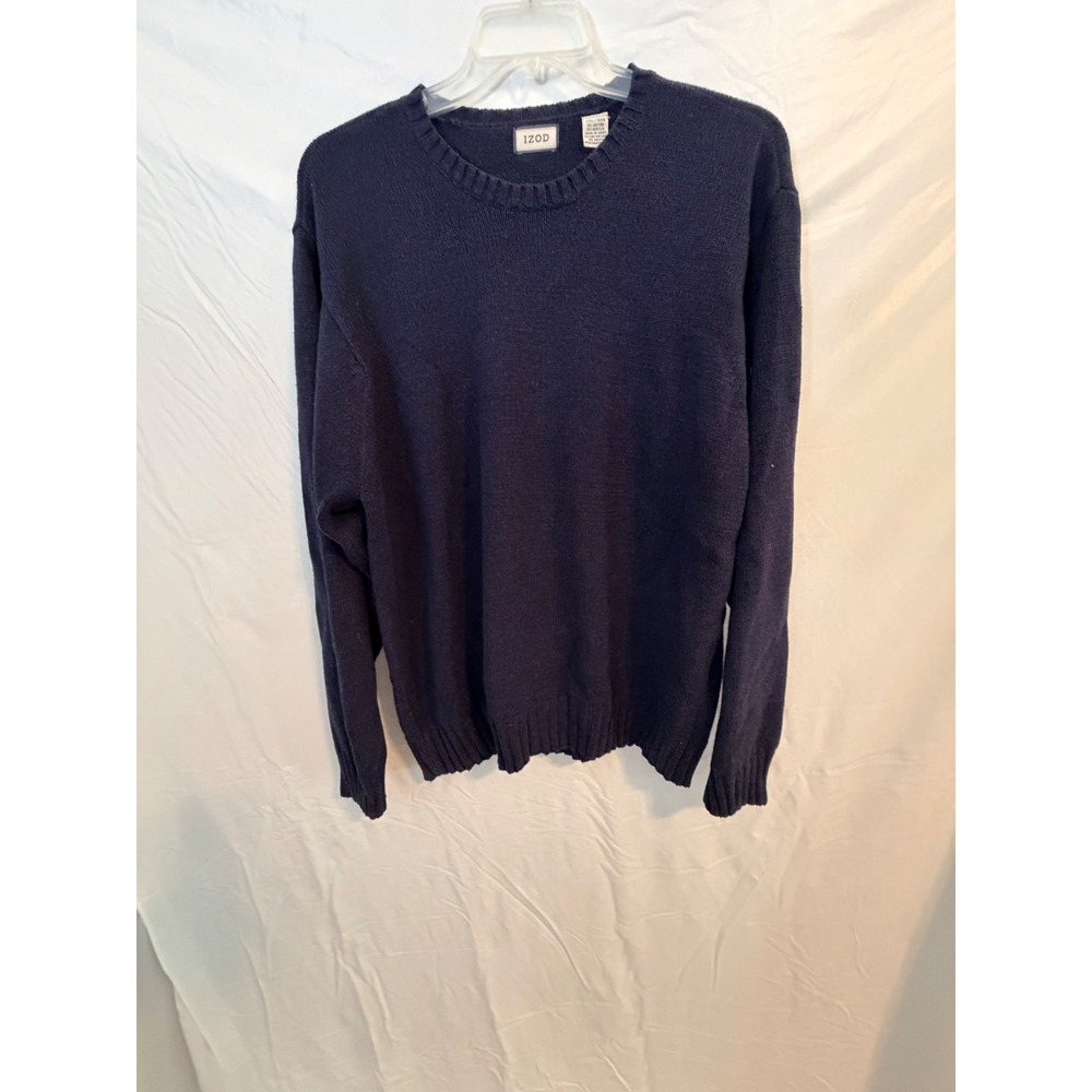 IZOD Mens XXL Navy Blue Crew Neck Cotton Blend Knit Pullover Sweater